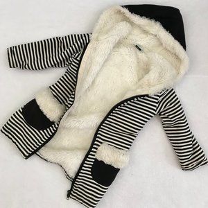 Hula Mula Girls Size 6, Faux Fur Lined Cotton Jersey Ultra Soft Hooded Coat